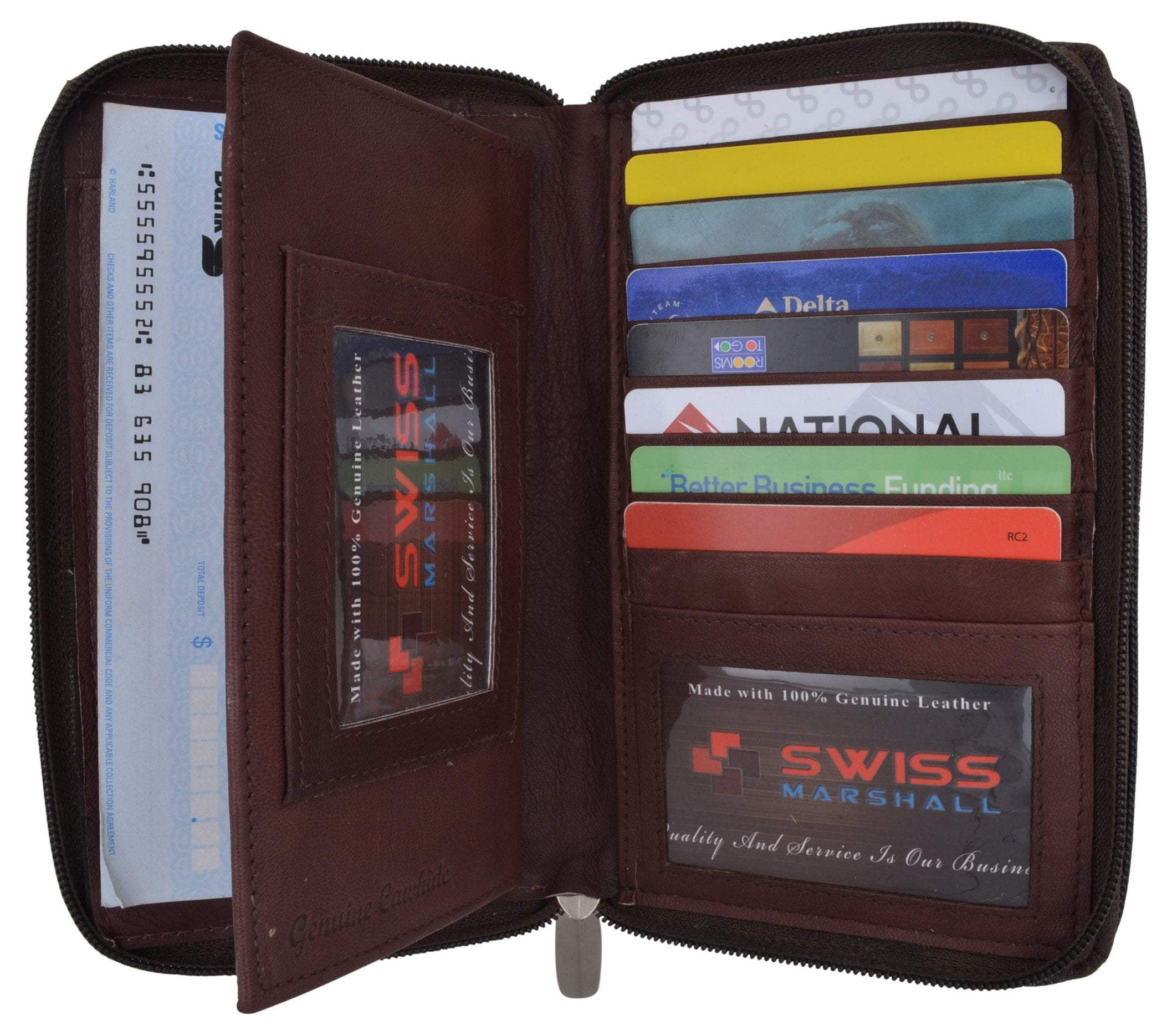 XALORA Women's RFID Blocking Leather Wallet – Long Zip Trifold