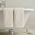 thumbnail image 5 of Sm:)e 2PC Diamond Grid Jacquard Towel 13x30 Inches, 100% Cotton Quick-Dry High Absorbency Luxury Bath Towel, Beige, 5 of 8