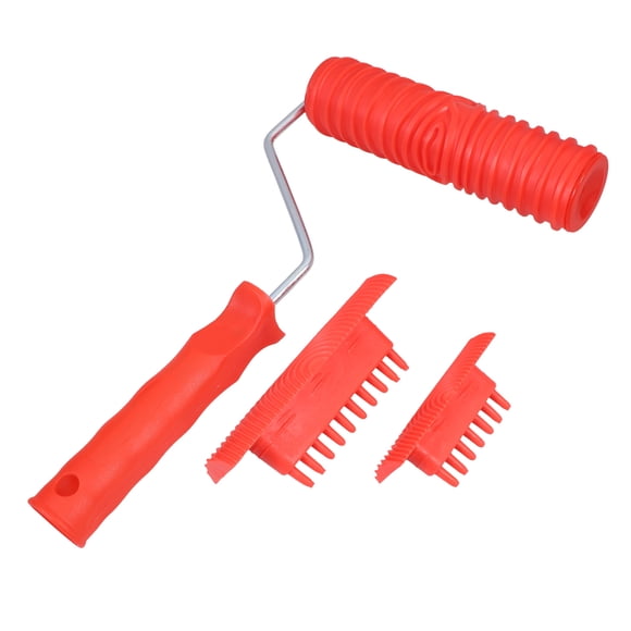 BESTYASH 1Set Wood Grain Painting Tool Red Handheld Wood Graining Roller for Realistic Texture Effects