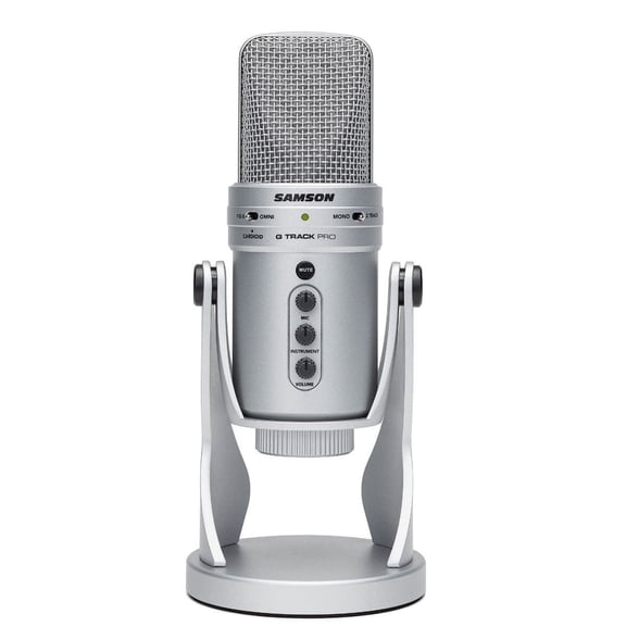 Samson G-Track Pro Professional USB Condenser Microphone with Audio Interface (Silver)