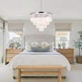 thumbnail image 4 of FINE MAKER Chrome crystal chandelier, 20 inch modern chandelier, round ceiling chandelier fixture 4 layers 6 lights luxury chandelier, 4 of 11