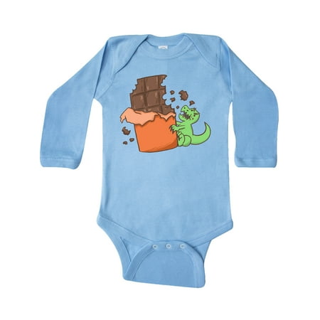 

Inktastic Dino With Chocolate Bar Gift Baby Boy or Baby Girl Long Sleeve Bodysuit
