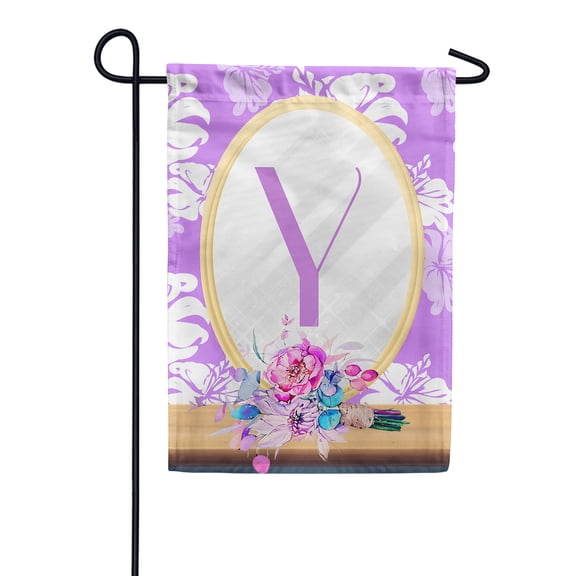 America Forever Spring Monogram Garden Flag Letter Y 12.5 x 18 inches Double Sided Vertical Outdoor, Yard, Lawn, Beautiful Floral Design, White Flower, Summer Floral Garden Flag