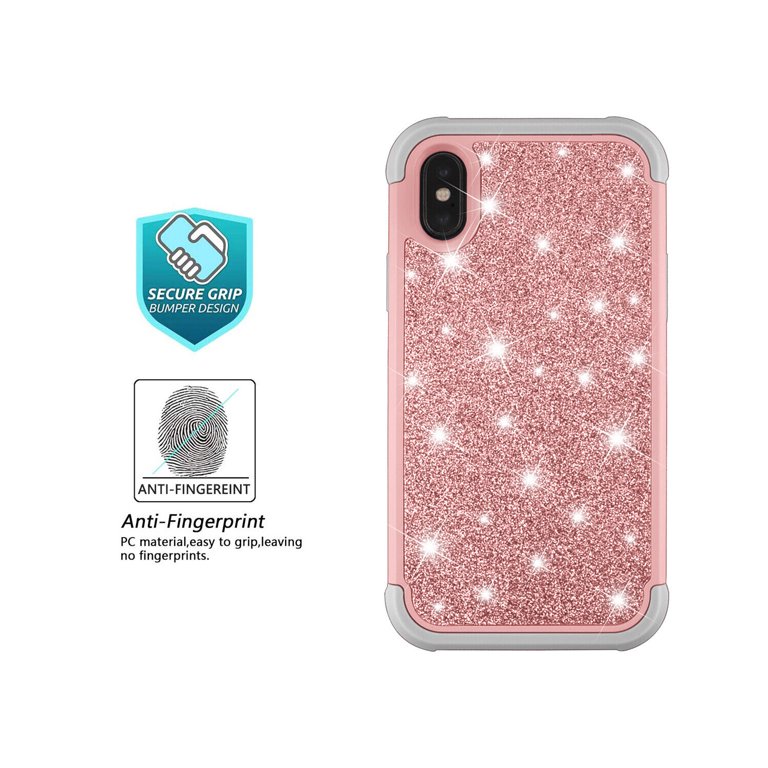 SOATUTO For iPhone X Phone Case, Cute Shockproof Glitter
