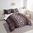 thumbnail image 3 of Homewish Ancient Bohemain Aztec 7 Pieces Bedding Comforter Set,Rustic Western Tribal Full Bedding Set,Purple Brown Beige Fitted Sheet Flat Sheet For Kids,Luxury Bedroom Decor Reversible, 3 of 8