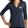 thumbnail image 1 of Women's Pastel Bowling Pins 5-button 3/4 Sleeve Henley Shirt, Medium True Navy, 1 of 3