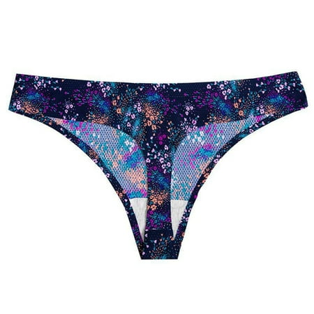 ZPYESWOW Cotton Briefs for Women Women Breathable Print Ladies Thong Panty Underwear Plus Size Womens Underwear Blue XXL