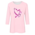 thumbnail image 4 of YFNNUP Womens' 3/4 Length Sleeve Breast Cancer Shirts Pink Ribbon Graphic Painting Shirt Casual Crewneck Tshirts Loose Fit T Shirt Soft Lightweight Three Quarter Length Shirts, 4 of 4