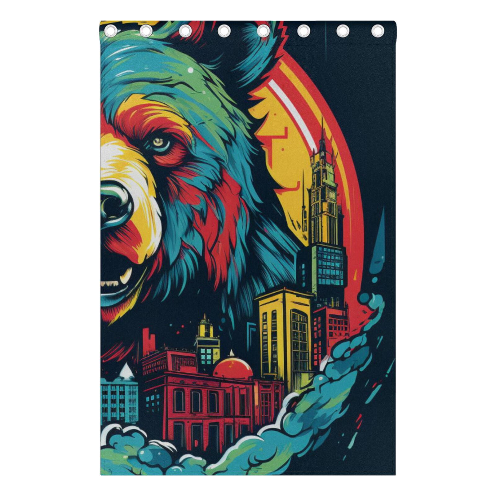 Bear Houses Black Out Curtains 72 Inch Length Curtains for Sliding Glass Doors Bedroom Living Room 2 Pack
