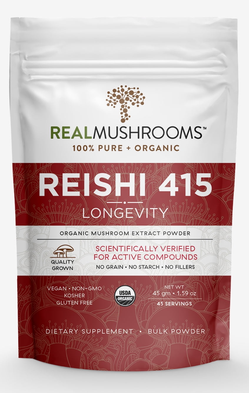 Real Mushroom Reishi Mushroom Powder for Longevity (45 Servings) Vegan