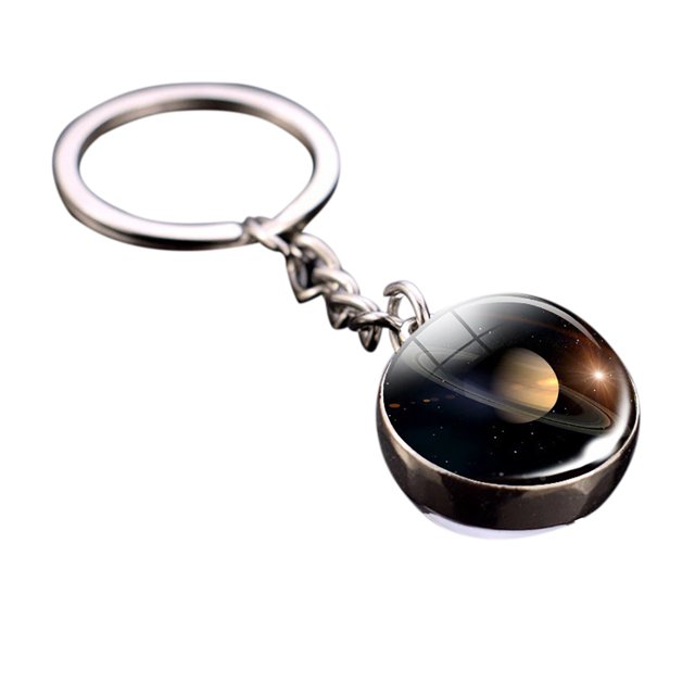 Glass Ball Keychain Luminous Double-sided Planetary Key Ring Bag Charm for Girls