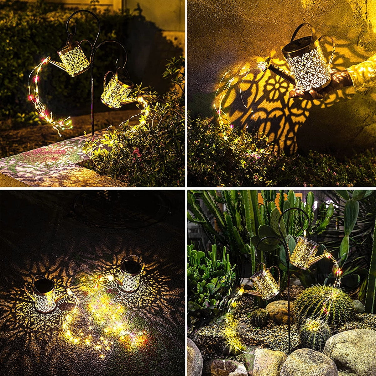 ODOMY Solar Powered Watering Can Lamp,Outdoor Vintage Solar Powered 2