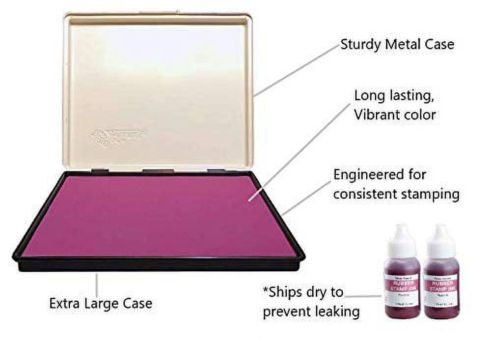 Infusion 7" x 8" Extra Large Industrial Stamp Ink Pad, Your Go to Large Stamp Ink Pad for Bright Color, Even Coverage and Durability, Fuchsia Stamp Pad