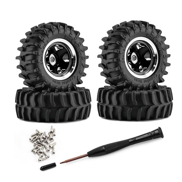 4 ruedas y neumáticos para coche RC a escala 1/30, repuestos portátiles para SCX30 Negro