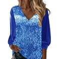 thumbnail image 2 of Blue Women'S Tops, Polyester Plus Size Blouses for Women, Long Sleeve Plus Size Fashion, Shirts for Women Plus Size, Sequin Womens Blouses Plus Size, Carnival Sequin Printed Plus Size Tops Shirt, 2 of 8