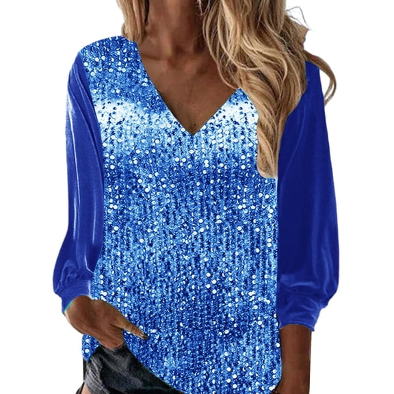 Blouses for women dressy casual Long Sleeve Polyester and Spandex Soft Clothing M Blue womens blouses