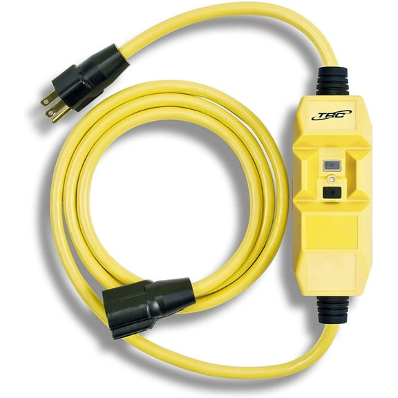Coleman Cable Inline GFCI Extension Cord 26020050-1 - 14/3 SJTW-A, 50 Ft, Yellow