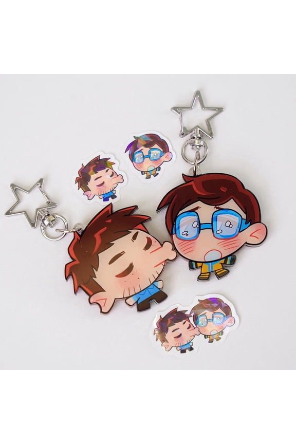 1 Pack Dispatch Waterboy & Robert Kissing Acrylic Magnetic Keychain + Sticker Set | Fanmade Chibi Couple Merch (1 keychain)/RANDOM 1 PACK