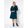 thumbnail image 2 of Leota Women's Long Sleeve Blouson Perfect Wrap Dress (Curve) Blue Size 2X, 2 of 3