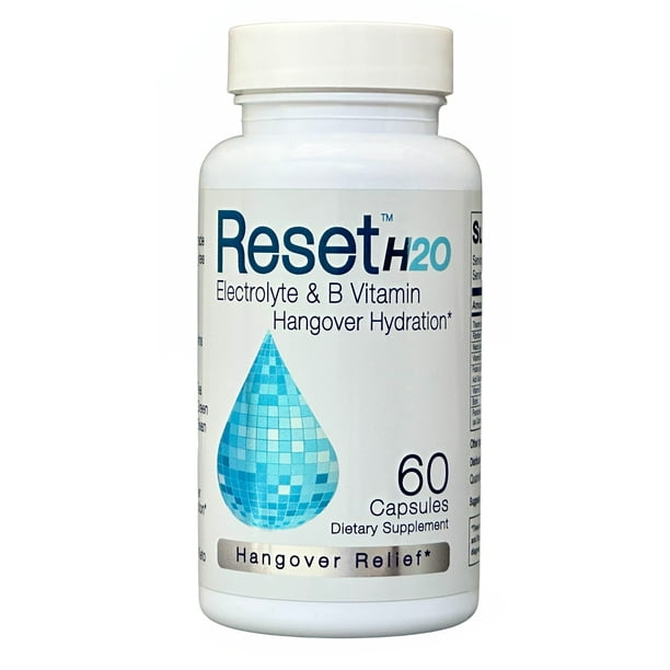 ResetH2O, Natural Hangover Relief, 6 Essential Electrolytes, 8