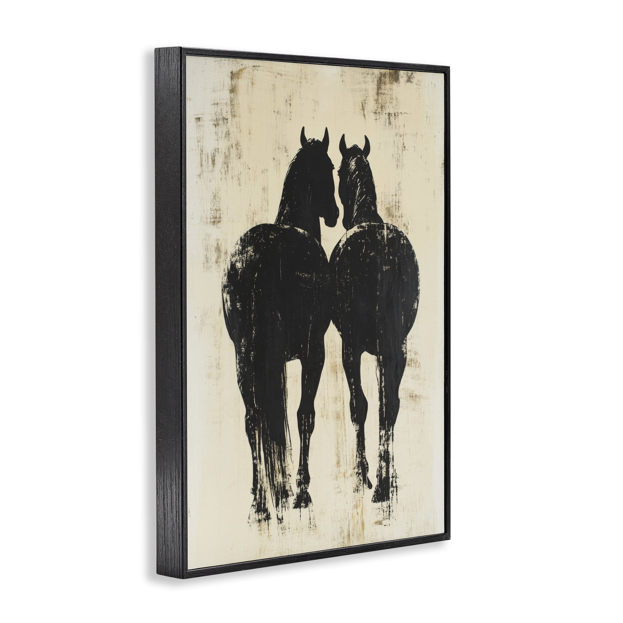 Stupell Industries Twin Horses Facing Away Black Framed Giclee Art, design by Petal Prints Design