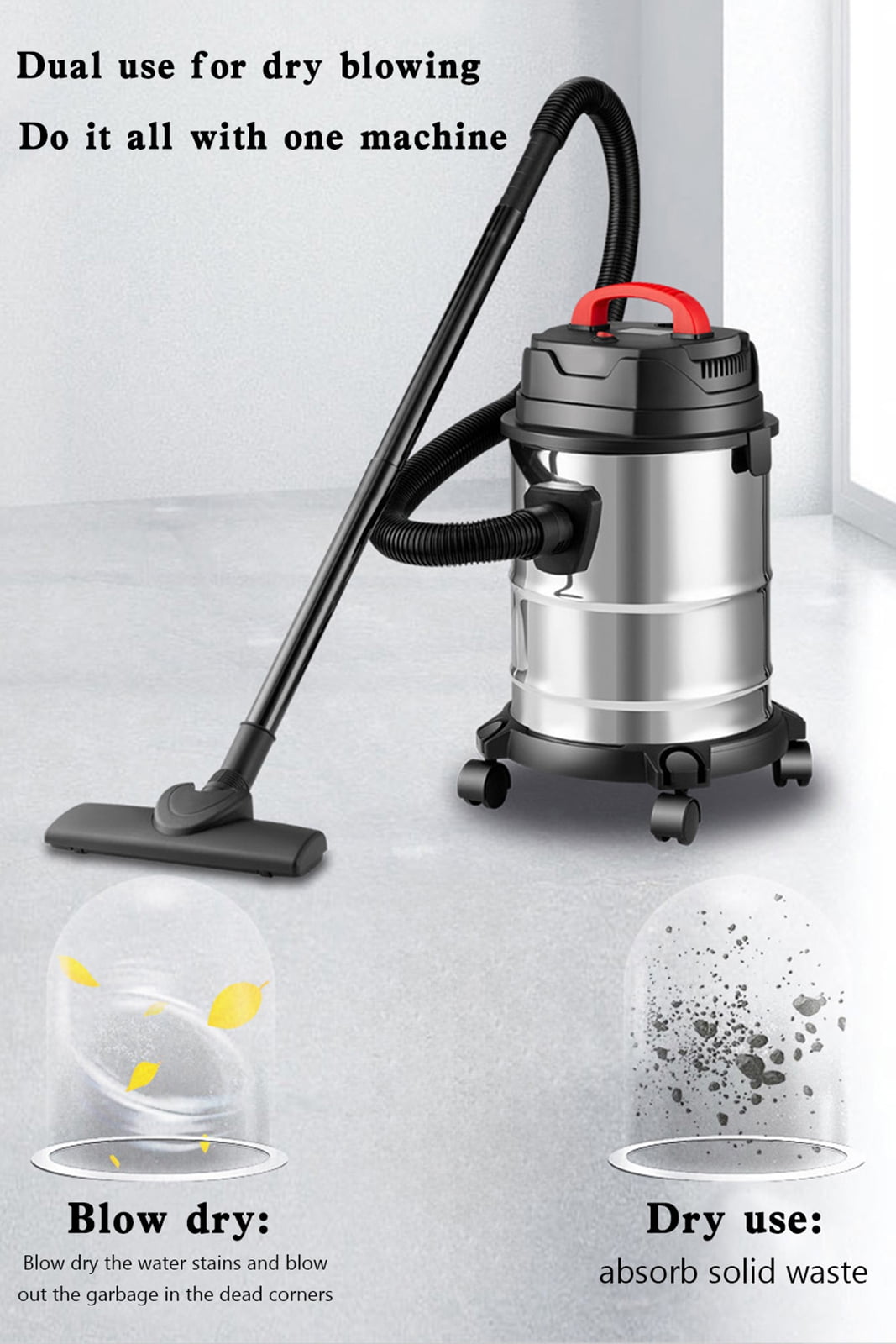 Areyourshop 18 L, Corded, Wet/Dry Vacuum Cleaner, Silver with Accessories Included