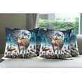 thumbnail image 2 of Ambesonne Rustic Throw Pillow Cover Pack of 4, Ethnic Night Woods Moon Cow, 4 Pcs-18" x 18", Petrol Blue and Burnt Sienna, 2 of 5