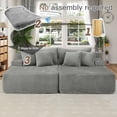 thumbnail image 4 of Muumblus 83" Oversized Double Chaise Lounge Chair Indoor, Modern Boneless Plush Corduroy Upholstered Modural Sectional Sleeper Cloud Couch for Living Room Apartment, Gray, 4 of 10