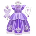 thumbnail image 1 of Vestido de Sofía para niña, disfraz de princesa para fiesta de cumpleaños, púrpura, Sophia, Cosplay de Halloween para bebé, ropa de lujo Fivean unisex, 1 of 2