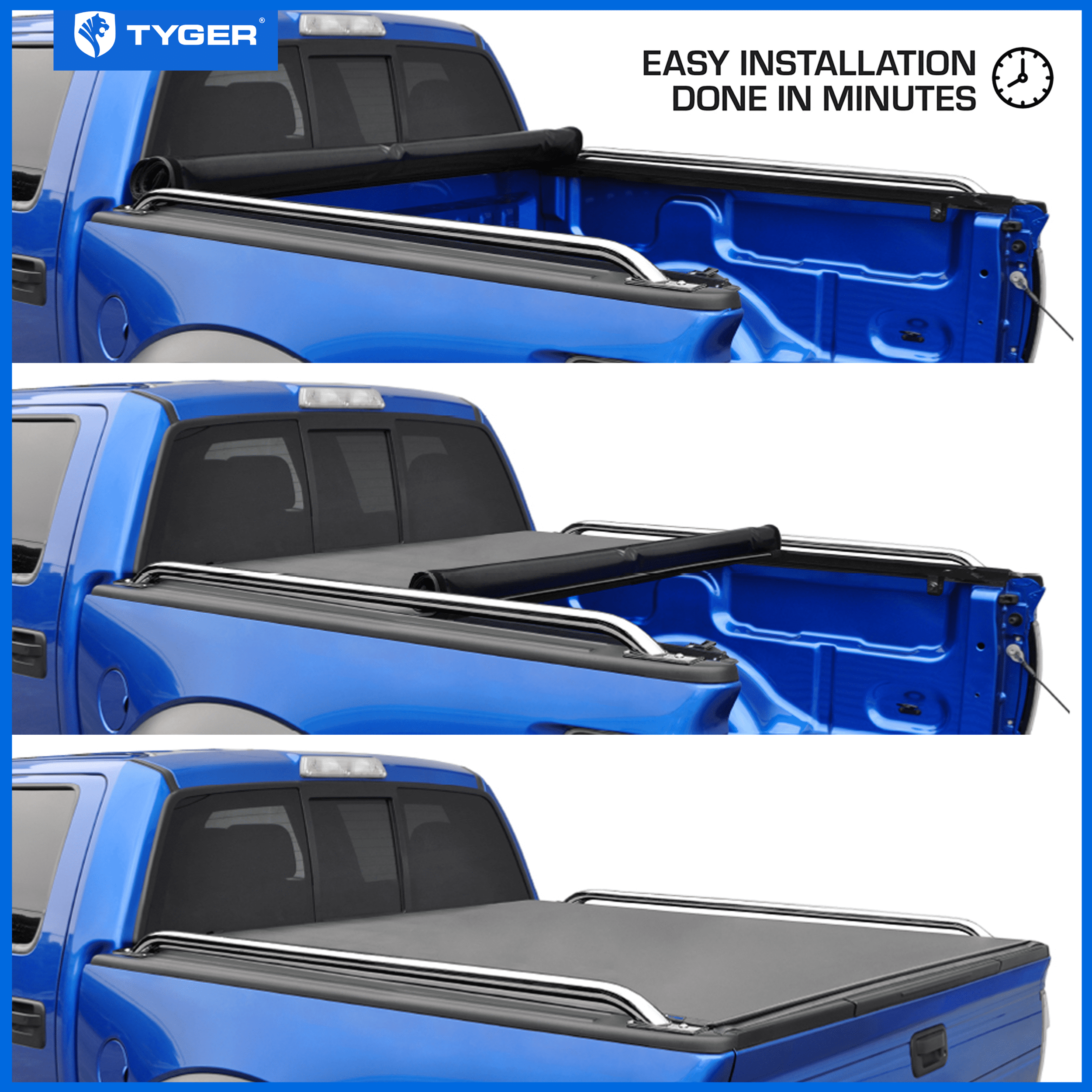 Tyger Auto T2 Low Profile Soft Roll-up Truck Bed Tonneau Cover Compatible with 2022-2026 Toyota Tundra | 5.5' (67") Bed | TG-BC2T6062