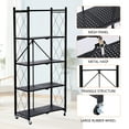 thumbnail image 3 of SUGIFT 5-Tier Foldable Metal Storage Shelf with Wheels, No Assembly, Heavy-Duty Organizer (750 lbs) for Home, Garage & Office, Black, 3 of 6