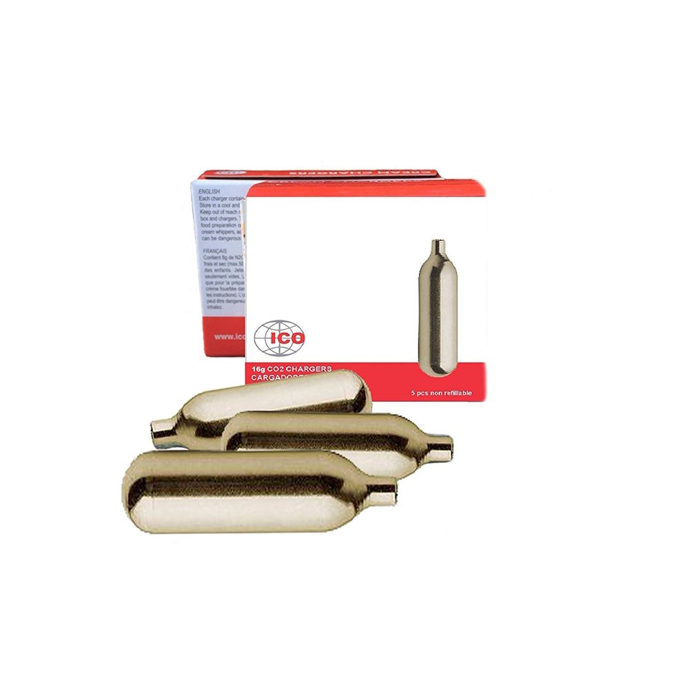ICO 16g Co2 Cartridges, NonThreaded (10Pack)