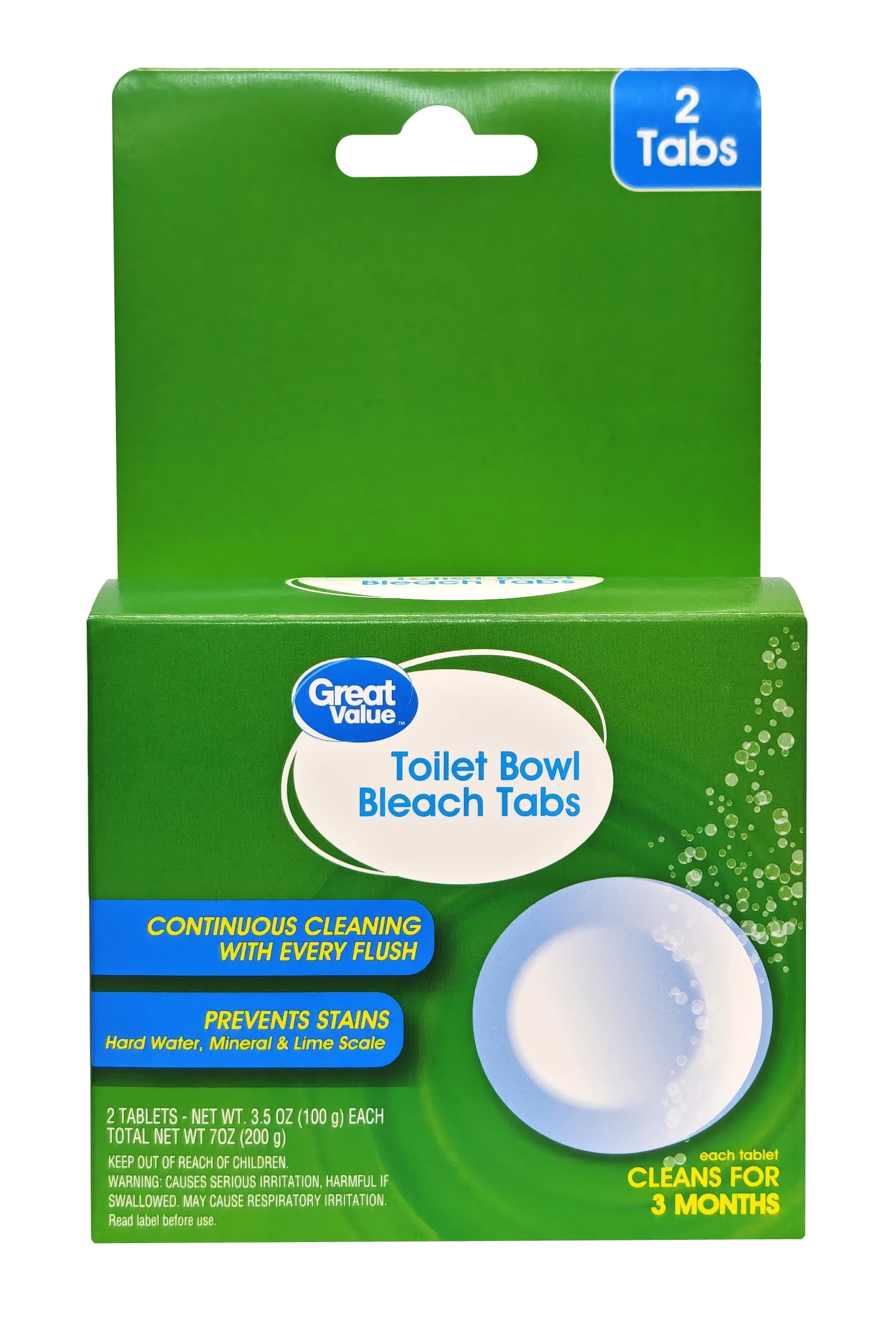 Great Value Toilet Bowl Tablets with Bleach, 2 count