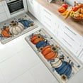 thumbnail image 2 of Fall Blue White Pumpkin Kitchen Rugs Set of 2, Autumn Sunflower Stripes Kitchen Mats Decor, Thanksgiving Seasonal Floor Door Mat Home Decorations - 17x30 and 17x47 Inch, 2 of 6