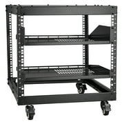 KFFKFF 9U Open Frame Server Rack, Adjustable Depth 23-40, Versatile Free Standing or Wall Mount Design, Equipped with 360° Casters, Durable 4 Post Structure for Networking IT, AV Equipment