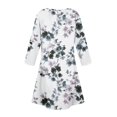 thumbnail image 5 of WTOBBY Women's Fashionable V-Neck Button Front 3/4 Sleeve Floral Dress, Functional Sundress with Cuff Detail and Pockets for Practicality,White 2XL, 5 of 6