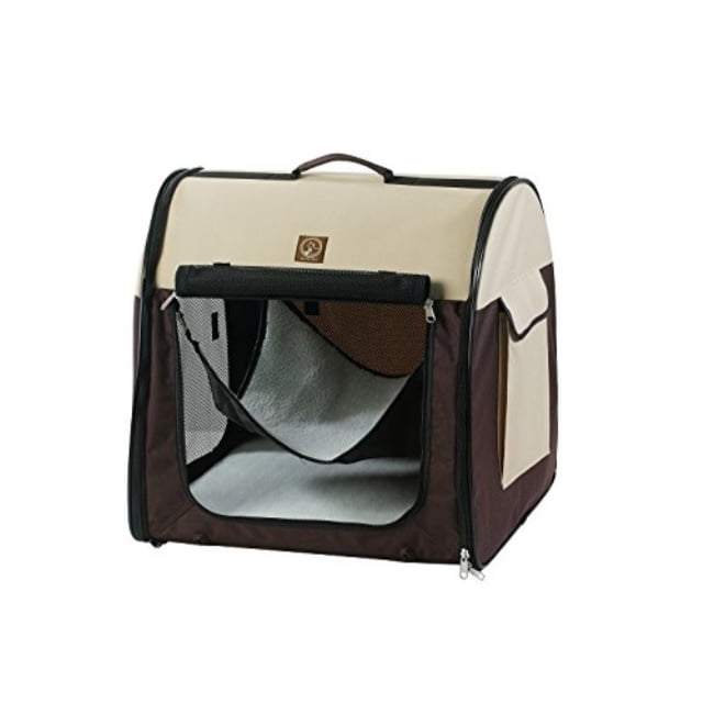 one for pets fabric portable dog cat kennel shelter, double, cream
