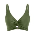 thumbnail image 7 of Womens Swim Tops Women's Solid Color Tankini Set Beach Pool Cover Up Hollow Out Bikini Top with Swim Shorts Conservative Two Piece Bathing Suit Army Green L, 7 of 7