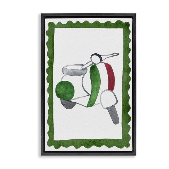 Stupell Industries Italian Motor Scooter Black Framed Floater Canvas Wall Art, design by Camila Juncos