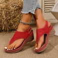 thumbnail image 2 of Sandales Compensées pour Femmes Soutien de Voûte Sandales à Bride de Cheville Gougounes Confortables Légères Chaussures de Plage Rouges Taille 8,5, 2 of 6
