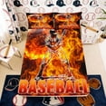 thumbnail image 3 of Erosebridal Fire Baseball Full Size Sheets, Sport Bed Sheets for Men and Boys, 4 Pieces, 1 Flat Sheet, 1 Fitted Sheet and 2 Pillowcases, 3 of 6