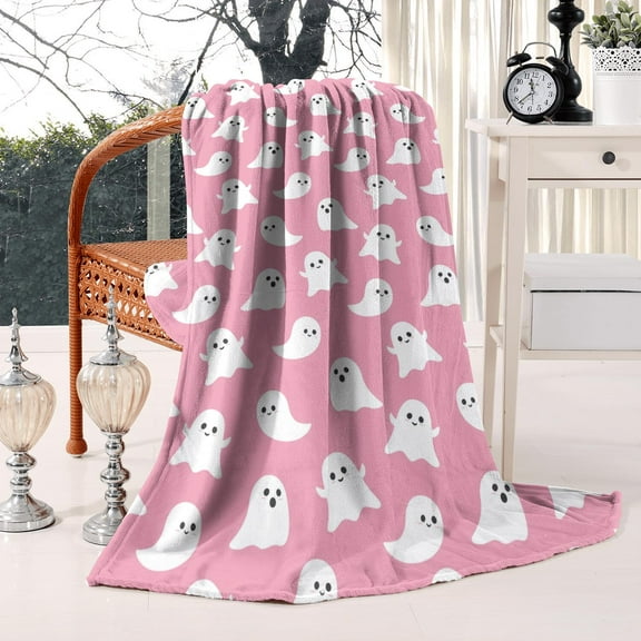 Pumpkin and Black Cat Pattern Halloween Blanket - Spooky Vintage Style 50x60 Inch Ultra Soft Plush Throw for Home Decor