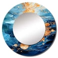 thumbnail image 2 of Designart "Reflecting On Abstract Blue And Gold Rivers" Lake River Blue Large Round Mirror - Round Bedroom Mirror Wall Decor - Lake House Round Printed Mirror - 23" x 23", 2 of 6