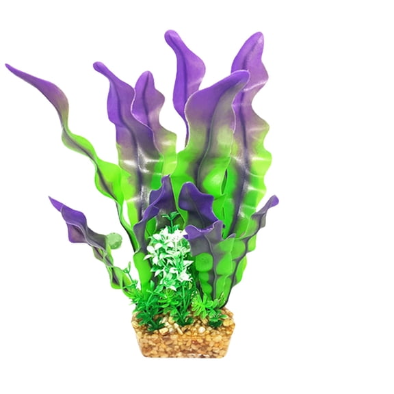 PPKVUFD 1 Pack Artificial Seaweed Water Plants for Aquarium, Plastic Fish Tank Plant Decorations (10 Inches Tall, Purple)