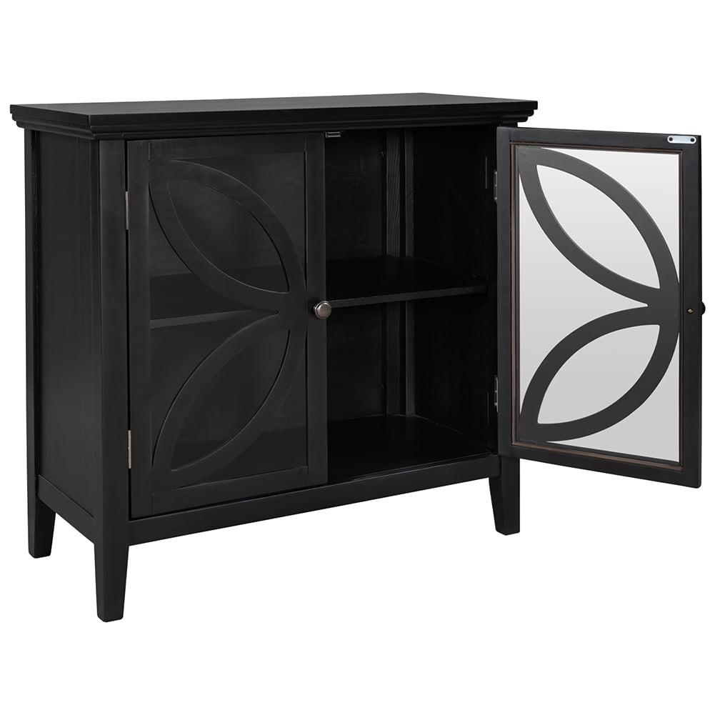 Private Jungle Accent Storage Cabinet Wooden Cabinet with Decorative transparent Door,Modern Sideboard for Entryway, Living Room,32 Inch,Black Private Jungle Accent Storage Cabinet Wooden Cabinet with Decorative transparent Door,Modern Sideboard for Entryway, Living Room,32 Inch,Black