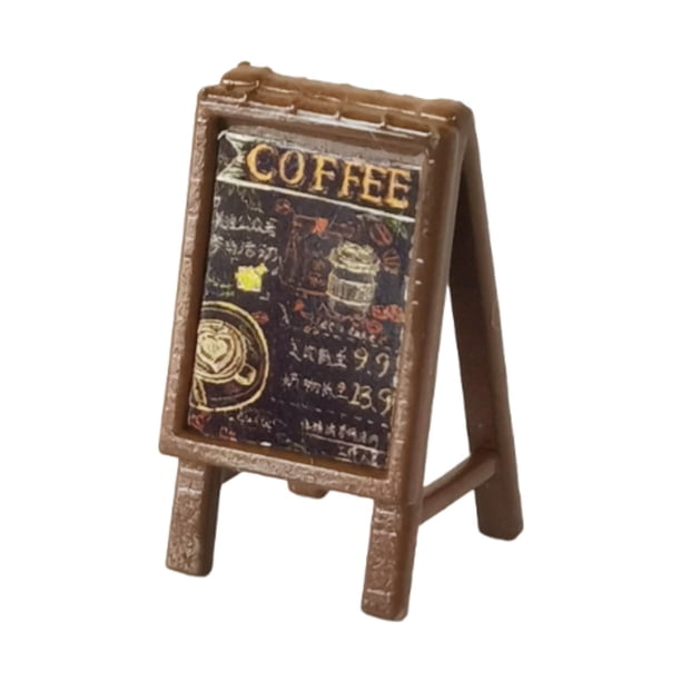 Letrero Miniatura Tablero de Café para Casa de Muñecas Decoración Realista de Jardín de Hadas Accesorio Coleccionable Adecuado para Escenarios de