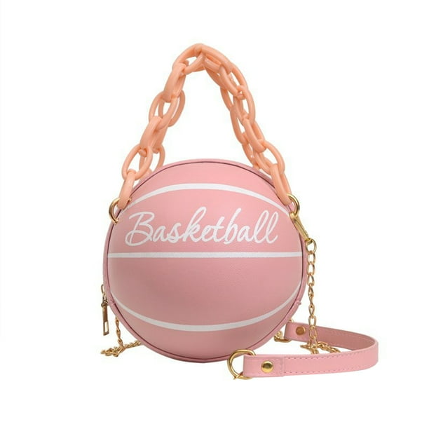 Bolsos de hombro elegantes de baloncesto con forma redonda para mujer cadena acrílica bolsos pequeños informales bolsos cruzados de cuero PU