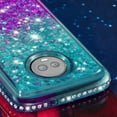 thumbnail image 6 of FIEWESEY For Motorola G6 Plus Case Moto G6 Forge Glitter Case Sparkle Glitter Flowing Liquid Quicksand with Shiny Bling Diamond Women Girls Cute Case For Motorola G6 Play / G6 Plus - Green+Purple, 6 of 7
