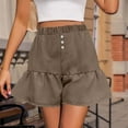 thumbnail image 2 of ABATAB Shorts for Women Trendy Button down Elastic Waisted Hot Shorts Ruffle Solid Color Beach Vacation Fashion Shorts, 2 of 7