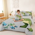 thumbnail image 3 of Feelyou Cartoon Dinosaur Twin Bedding Sets for Kids Boys, Flying Dino Wildlife Bedding Comforter Set, Grey Green, Grey Reversible, 7 Pieces, 3 of 7